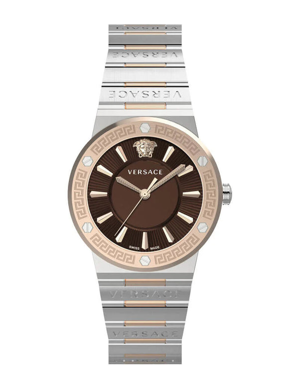 Versace Grace Quartz Brown Dial Two Tone Steel Strap Watch For Women - VEVH01220