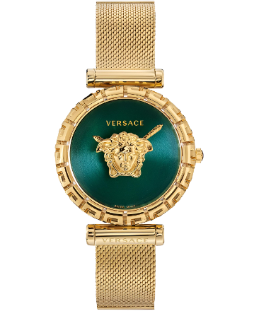 Versace Palazzo Empire Greca Green Dial Gold Mesh Bracelet Watch for Women - VEDV00819