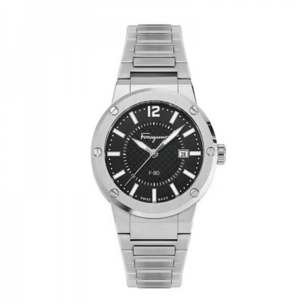 Salvatore Ferragamo 1927 Chrono Black Dial Silver Steel Strap Watch for Men - SFHY02925