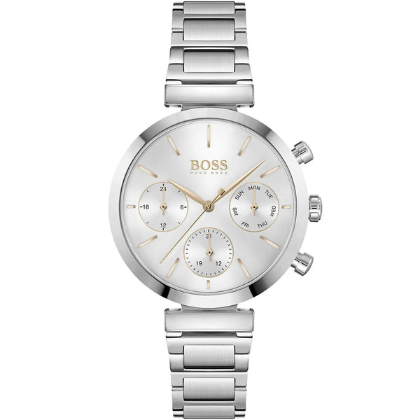 Hugo Boss Flawless Silver Dial Silver Steel Strap Watch for Women - 1502530