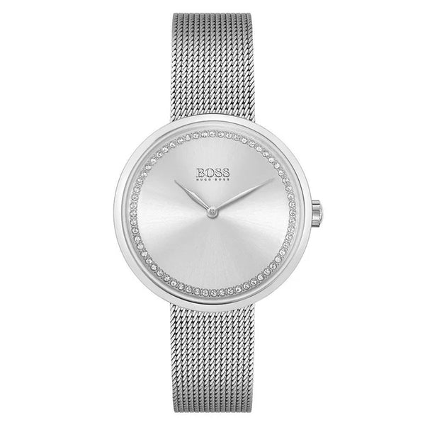 HUGO BOSS Praise Silver Mesh Bracelet Silver Dial Quartz Watch for Women - 1502546