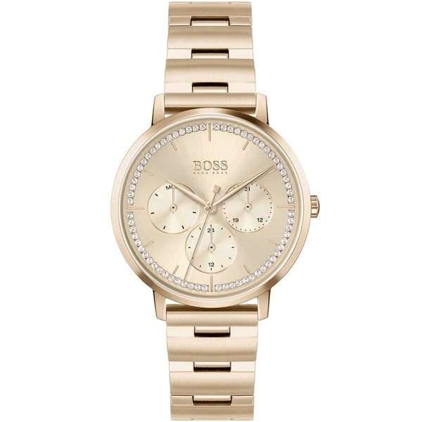 Hugo Boss Prima Gold Dial Gold Steel Strap Watch for Women - 1502571