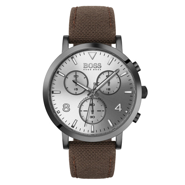 Hugo Boss SPIRIT Chronograph Grey Case with Brown Strap Watch for Men-1513690