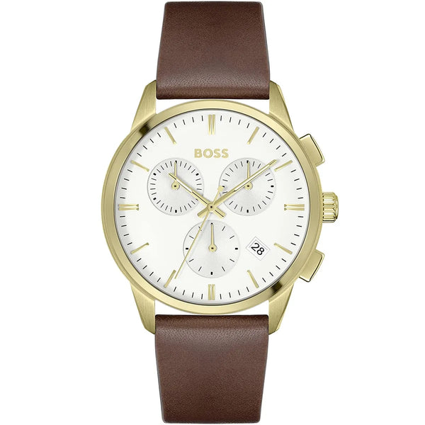 Hugo Boss Dapper Leather Belt with White Dial Watch for Men-1513926