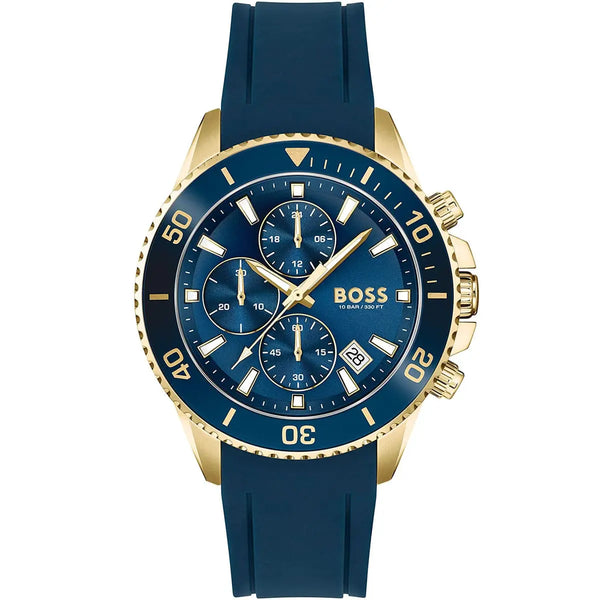 Hugo Boss Admiral Chronograph Rubber belt with Blue color with Blue Dial Watch for Men-1513965