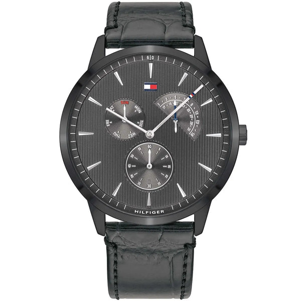 Tommy Hilfiger Brad Black Dial Leather belt with Black Color Watch for Men-1710388