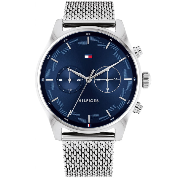 Tommy Hilfiger Sawyer Blue Dial Mesh Metal Belt with Silver Color Watch for Men-1710420