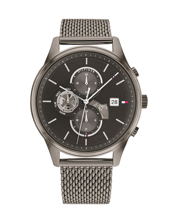 Tommy Hilfiger Weston Grey Mesh Bracelet Grey Dial Chronograph Quartz Watch for Mens - 1710506