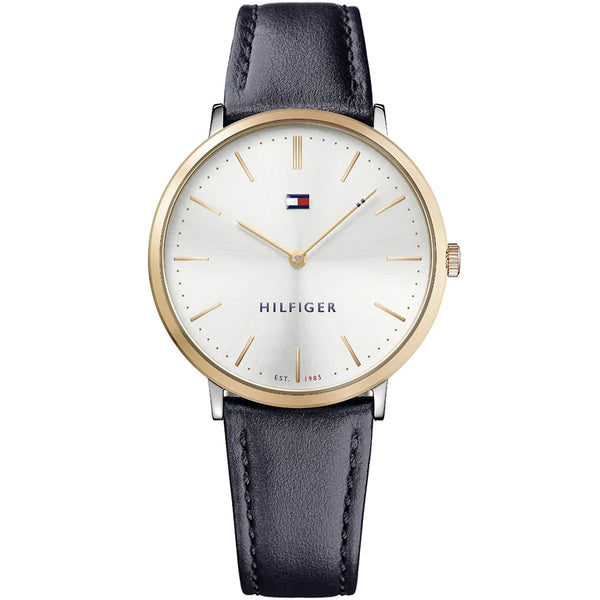 Tommy Hilfiger Ultra Slim Silver Dial Leather Belt with Blue Color Watch for Mens-1781689