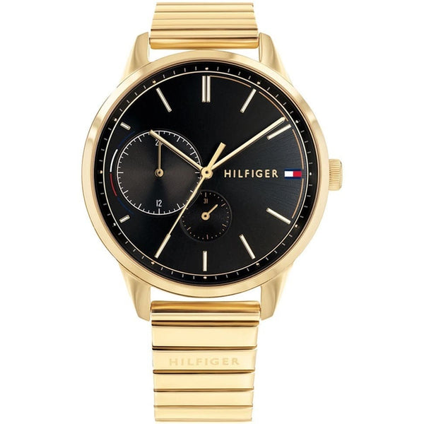 Tommy Hilfiger Brooke Black Dial Gold Steel Strap Watch for Women - 1782019