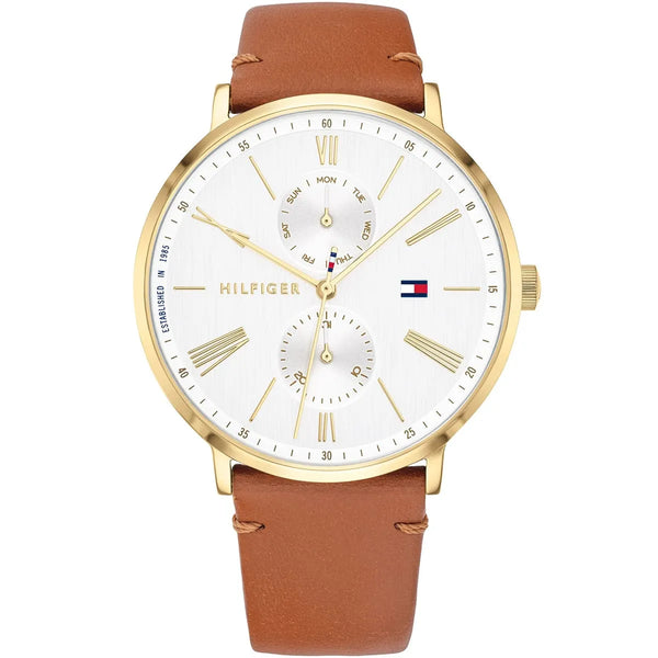Tommy Hilfiger Jenna  White Dial Leather Belt with Brown Color Watch for Women-1782073