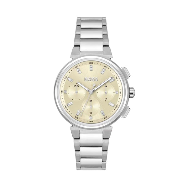 Hugo Boss Silver Case with Gold Dial Watch for Women-1502676