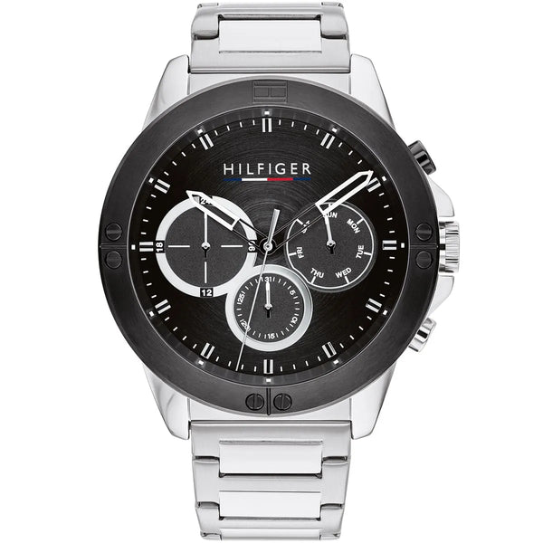 Tommy Hilfiger Harley Chronograph Black Dial Metal Belt with Silver Color Watch for Men-1791890
