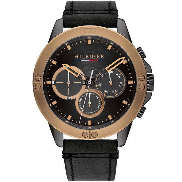 Tommy Hilfiger Harley Chronograph Black Dial Leather Belt with Black Color Watch for Men-1791893