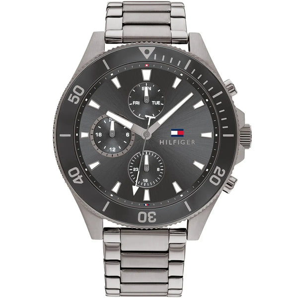 Tommy Hilfiger Larson Chronograph Grey Dial Silver Steel Strap Watch For Men - 1791918