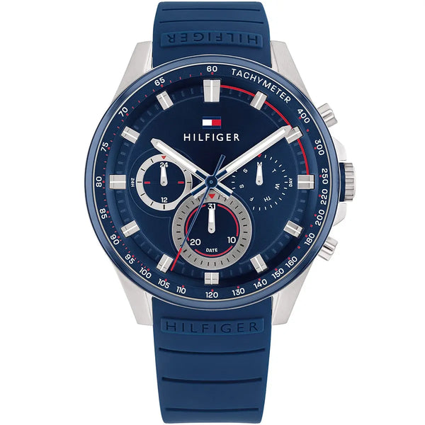 Tommy Hilfiger Max Chronograph Blue Dial Rubber Belt with Blue Color Watch for Men-1791970