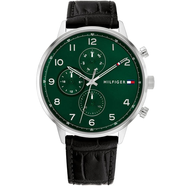 Tommy Hilfiger Leondale Green Dial Leather Belt with Black Color Watch for Men-1791985