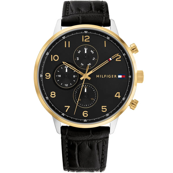 Tommy Hilfiger Leonard Black Dial Leather Belt with Black Color Watch for Men-1791986