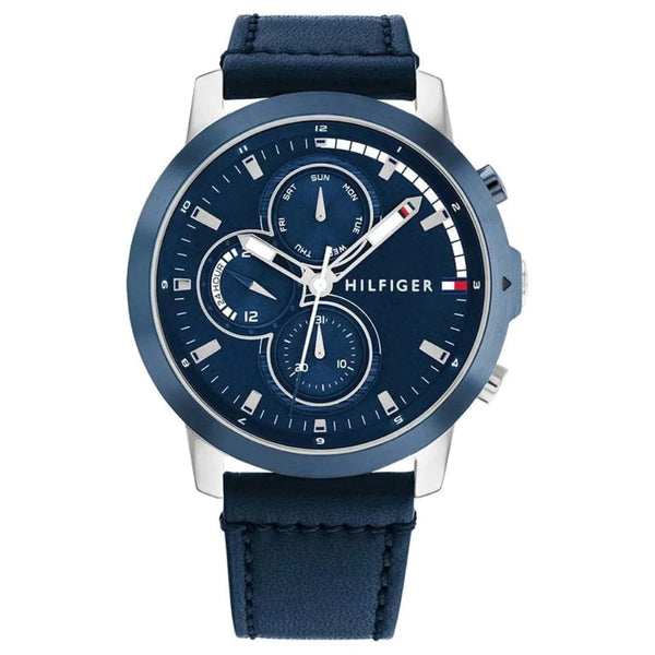 Tommy Hilfiger Jameson Le Chronograph Blue Leather Strap Watch for Men-1792051