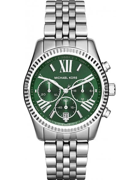Michael Kors Lexington Quartz Green Dial Silver Steel Strap Watch For Women - MK6222