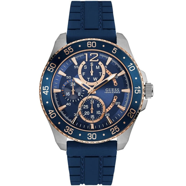 Guess Jet Blue Silicone Strap Blue Dial Quartz Watch for Gents - W0798G2