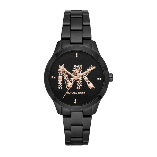 Michael Kors Runway Quartz Black Dial Black Steel Strap Watch For Women - MK6683