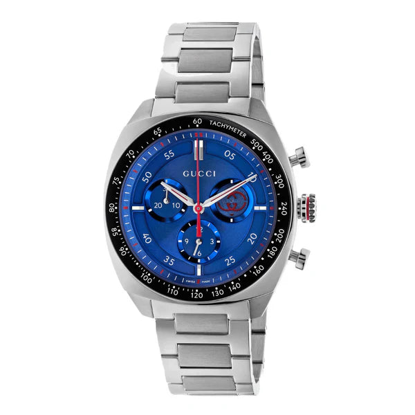 Gucci Interlocking Silver Stainless Steel Blue Dial Chronograph Quartz Watch for Gents - YA142317