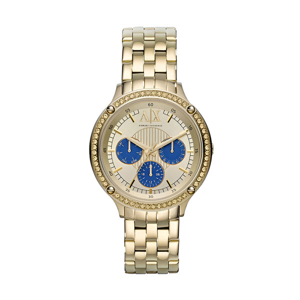 Armani Exchange Capistrano Gold Dial Metal Belt With Gold Color Watch For Women AX5409