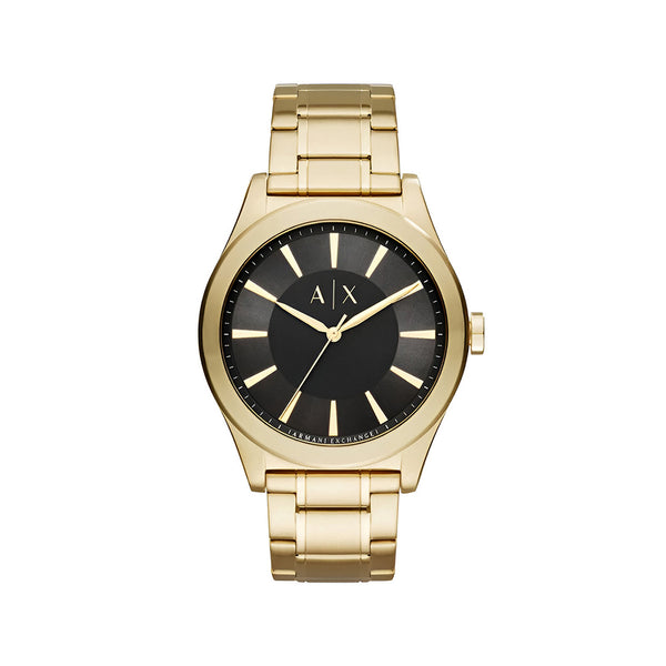 Armani Exchange Nico Quartz Black Dial Metal Belt With Gold Color Watch For Men AX2328