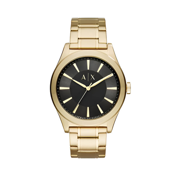 Armani Exchange Nico Quartz Black Dial Metal Belt With Gold Color Watch For Men AX2328