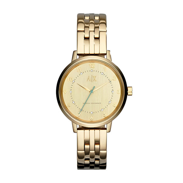 Armani Exchange Payton Gold Dial Metal Belt With Gold Color Watch For Women AX5361