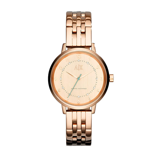 Armani Exchange  Payton Rose Gold Dial Metal Belt With Rose Gold Color Watch For Women AX5362