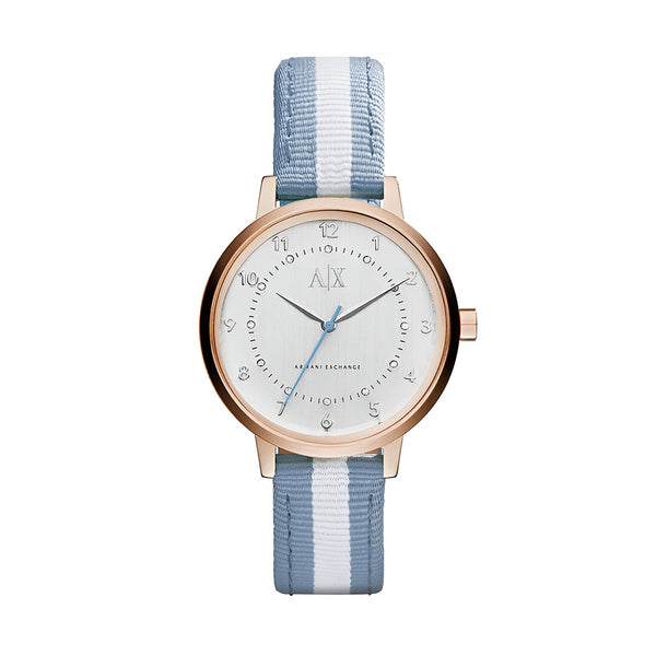 Armani Exchange Payton Silver Dial Fibers Belt Watch For Women AX5366