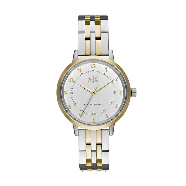 Armani Exchange Payton Silver Dial Metal Belt With Silver and Gold Color Watch For Women AX5369