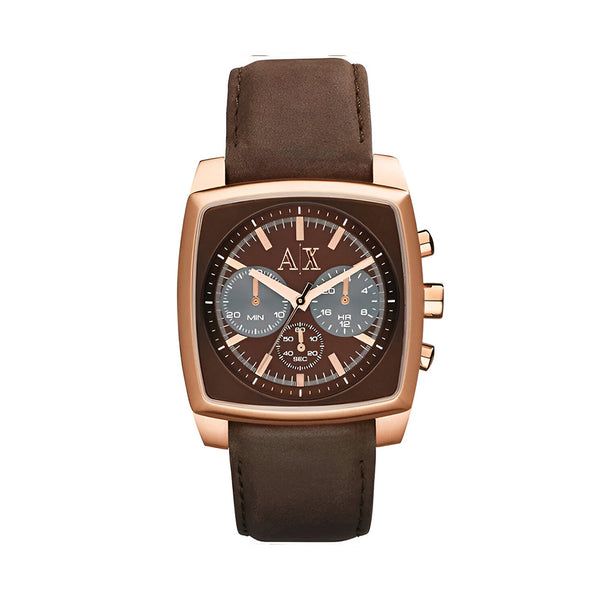 Armani Exchange Stockton Chronograph Brown Dial Leather Belt With Brown Color Watch For Men AX2252