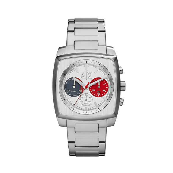 Armani Exchange Stockton Chronograph Silver Dial Silver Stainless Steel Strap Men's Watch  AX2254