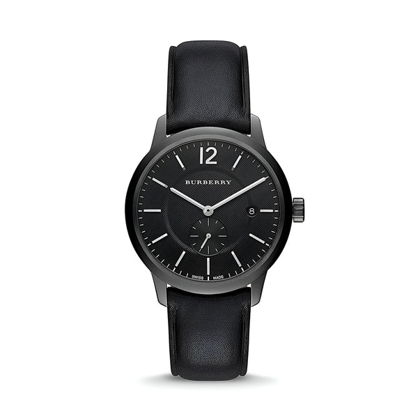 Burberry Black Dial Black Leather Strap Watch for Men - BU10003