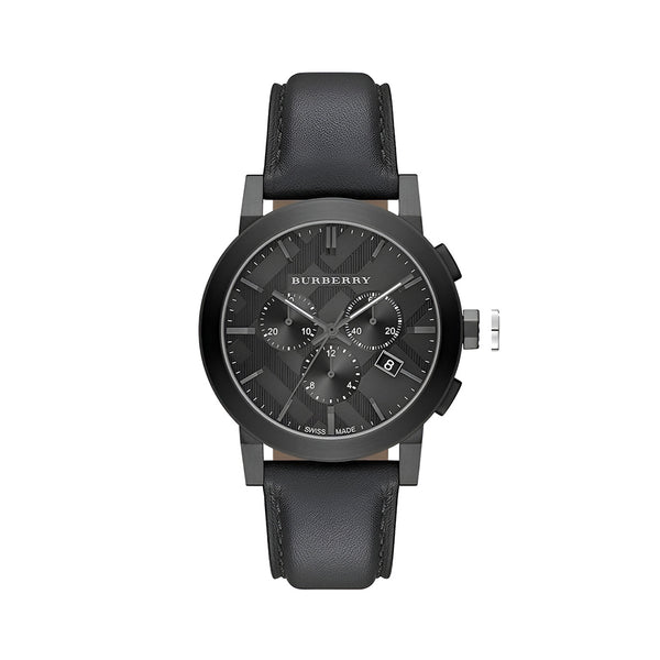 Burberry Black Dial Black Leather Strap Watch for Men - BU9364