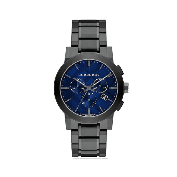 Burberry The City Navy Blue Dial Black Steel Strap Watch for Men - BU9365