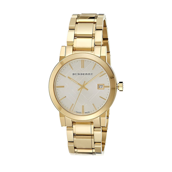 Burberry The City Silver Dial Gold Steel Strap Unisex Watch - BU9003