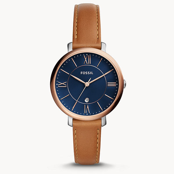Fossil Jacqueline Three Hand Date Luggage Blue Dial Watch for Women - ES4274