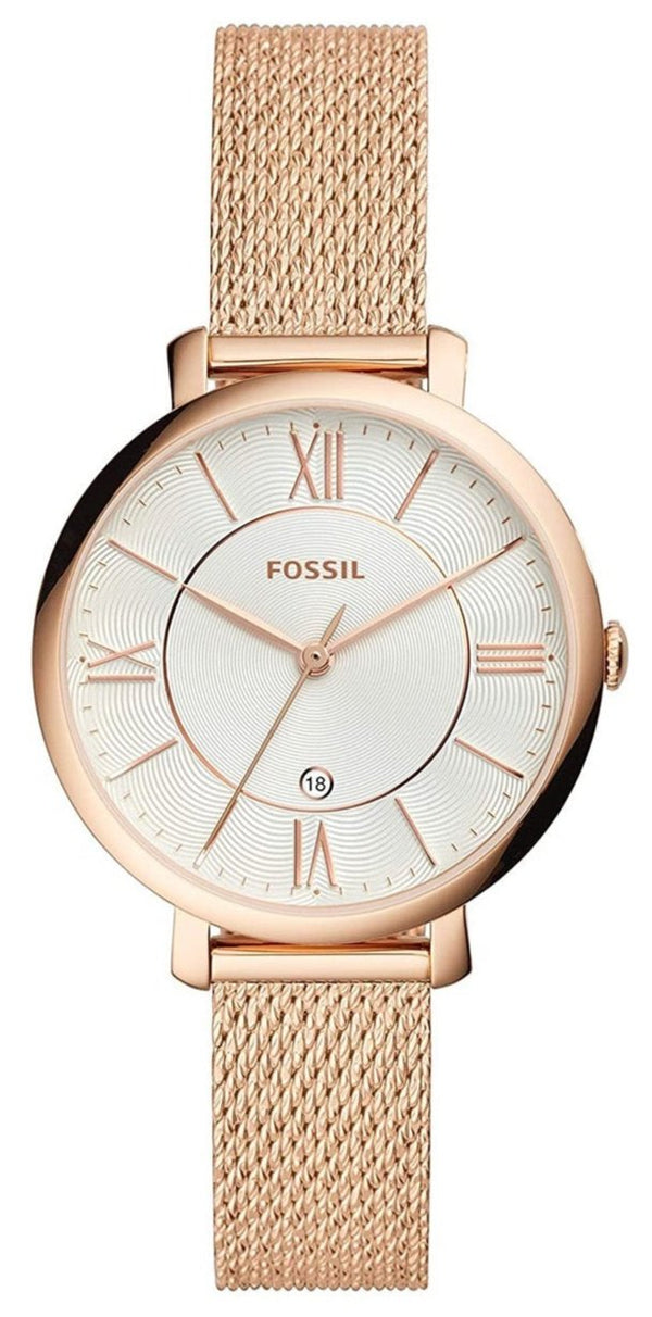 Fossil Jacqueline Mother of Pearl White Dial Gold Mesh  Watch for Women - ES4352