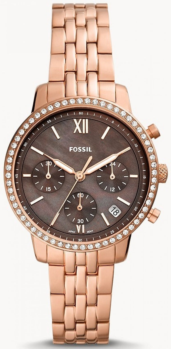 Fossil Neutra Chronograph Mother of Pearl Brown Dial Rose  Watch for Women - ES5218
