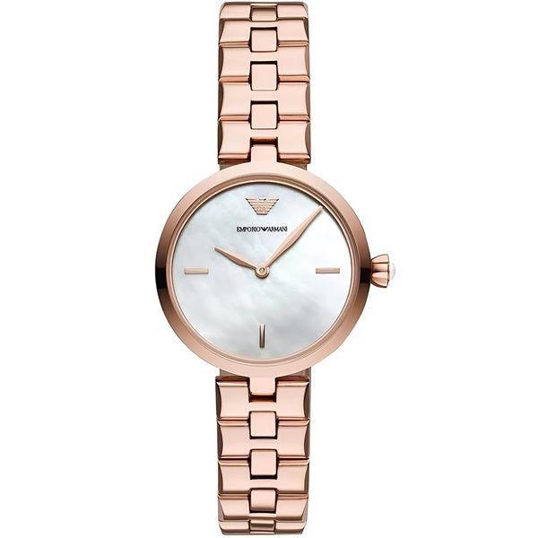 Emporio Armani Arianna Analog Mother of Pearl Dial Rose Gold Steel Strap Watch For Women - AR11196