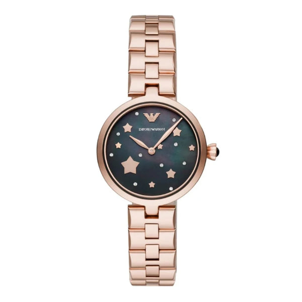 Emporio Armani Arianna Black Dial Rose Gold Stainless Steel Watch For Women - AR11197