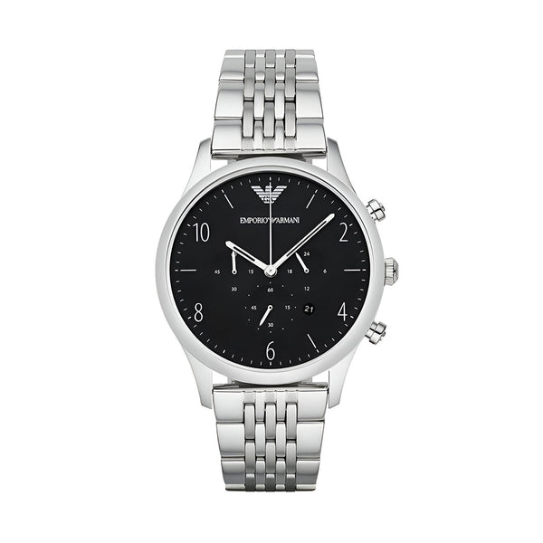 Emporio Armani Beta Chronograph Black Dial Steel Strap Watch For Men - AR1863