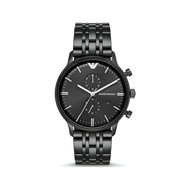 Emporio Armani Chronograph Black Dial Black Steel Strap Watch For Men - AR1934