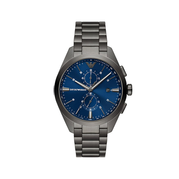 Emporio Armani Chronograph Quartz Blue Dial Grey Steel Strap Watch For Men - AR11481