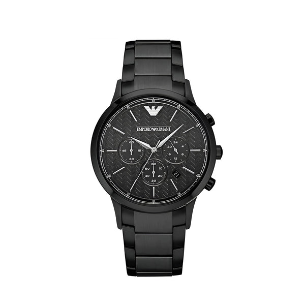 Emporio Armani Dress Chronograph Quartz Black Dial Black Stainless Steel Strap Watch For Men - AR2485