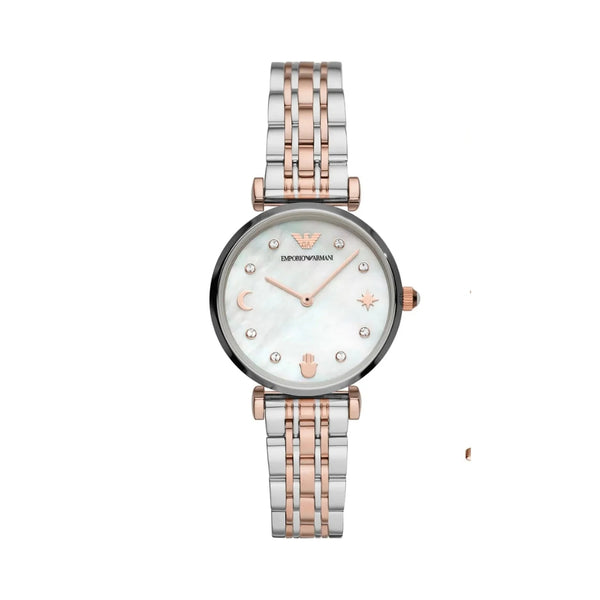 Emporio Armani Gianni T-Bar White Mother Of Pearl Watch For Women- AR80037